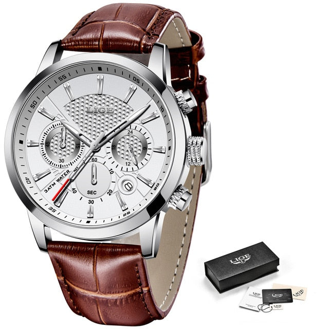 Relógio de Couro Masculino | Elegant Boss - Aço Inoxidável