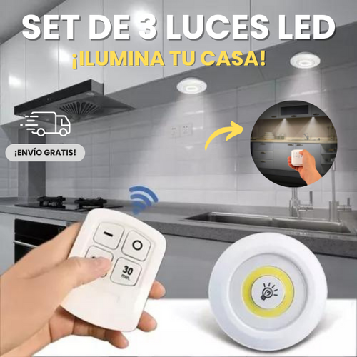 LUCES LED INALAMBRICAS X3 | SIN INSTALACION | MANDO A DISTANCIA | ALTA INTENSIDAD + ENVÍO GRATIS